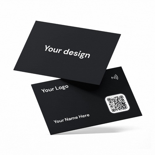 Tarjeta NFC de PVC negro mate para redes sociales, imprimible y personalizada