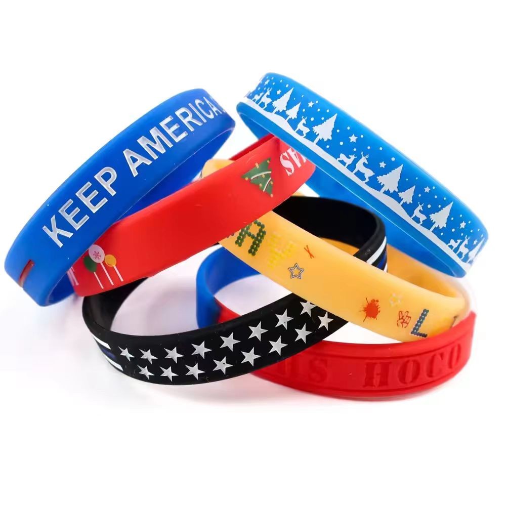 Pulsera de silicona ecológica impresa con logotipo personalizado.