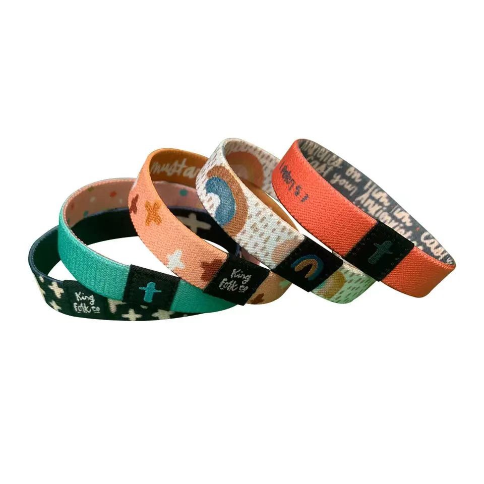 Pulsera de poliéster tejida elástica con sublimación para festivales de baloncesto deportivo