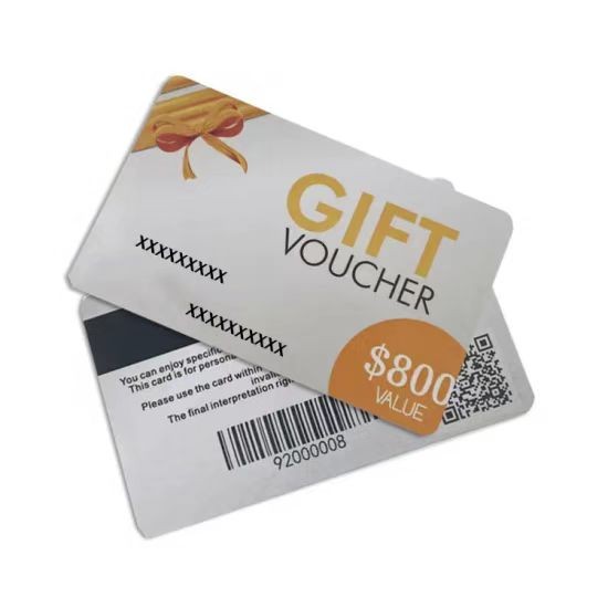 Tarjetas de regalo personalizadas de plástico PVC CR80 con impresión personalizada