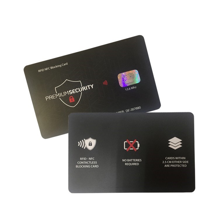 Protector de tarjeta inteligente de PVC con bloqueo RFID y antiespionaje, bloqueador NFC