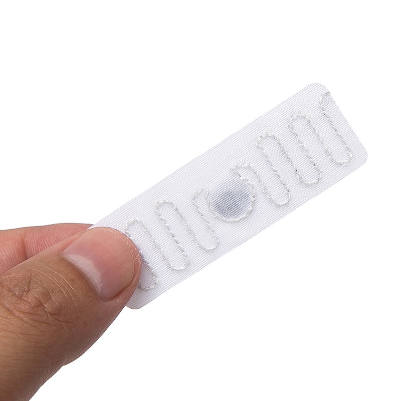 Etiqueta RFID para ropa de lino, textil, UHF, blanca, tejida, de 860-960 MHz, para seguimiento de prendas.