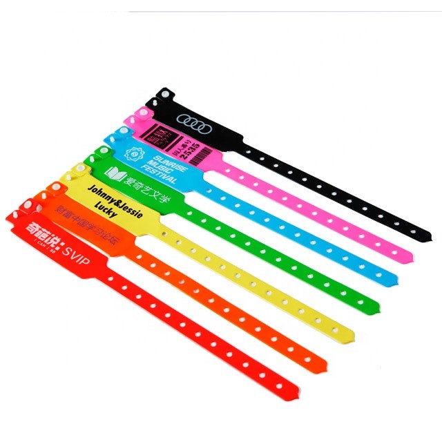 Pulsera de vinilo suave y cómoda para identificación, pulseras de PVC para eventos