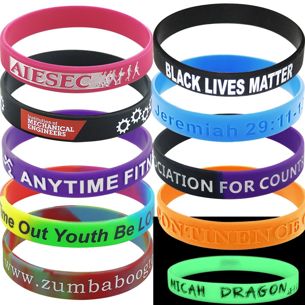 Pulseras de silicona personalizadas, crea tus propias pulseras de goma con mensaje o logotipo, pulsera personalizada de alta calidad.
