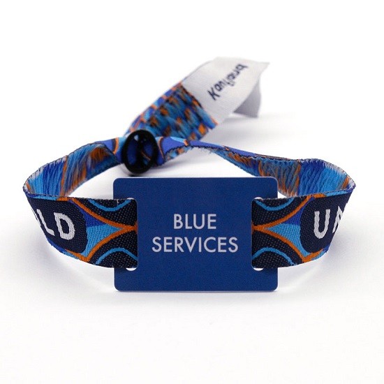 Pulsera tejida NFC regrabable con etiqueta de plástico