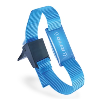 Pulsera tejida RFID para festivales con etiqueta epoxi
