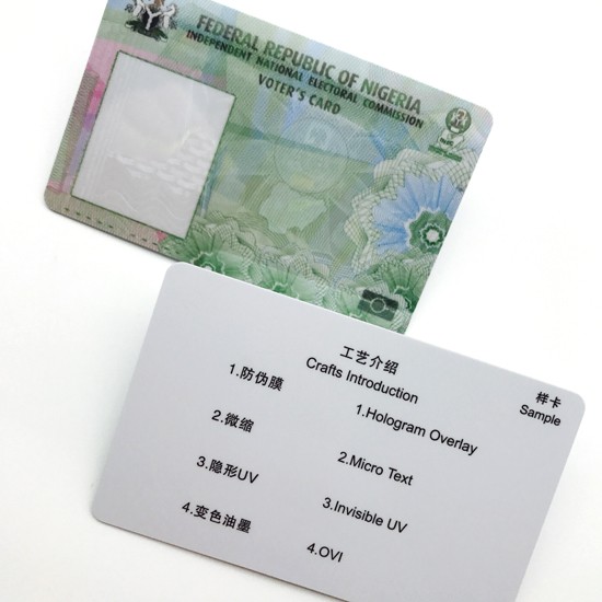 Tarjeta de identificación con fotografía de plástico con impresión de seguridad de personalización opcional