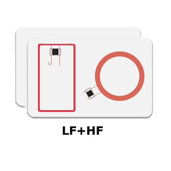 Tarjeta RFID de doble frecuencia con chip de 125 Khz y chip de 13,56 Mhz