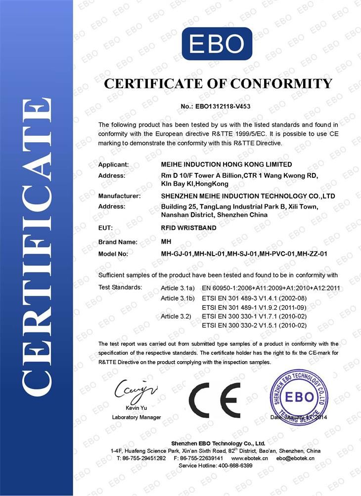 Certificado CE de pulseras
