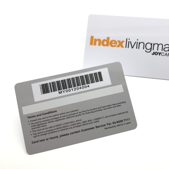 Impresión de tarjeta de membresía con código de barras tipo 128