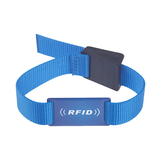 Pulsera tejida RFID para festivales con etiqueta epoxi