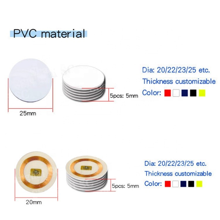 Etiqueta RFID de PVC redonda blanca TK4100 EM4305 de 125 kHz
