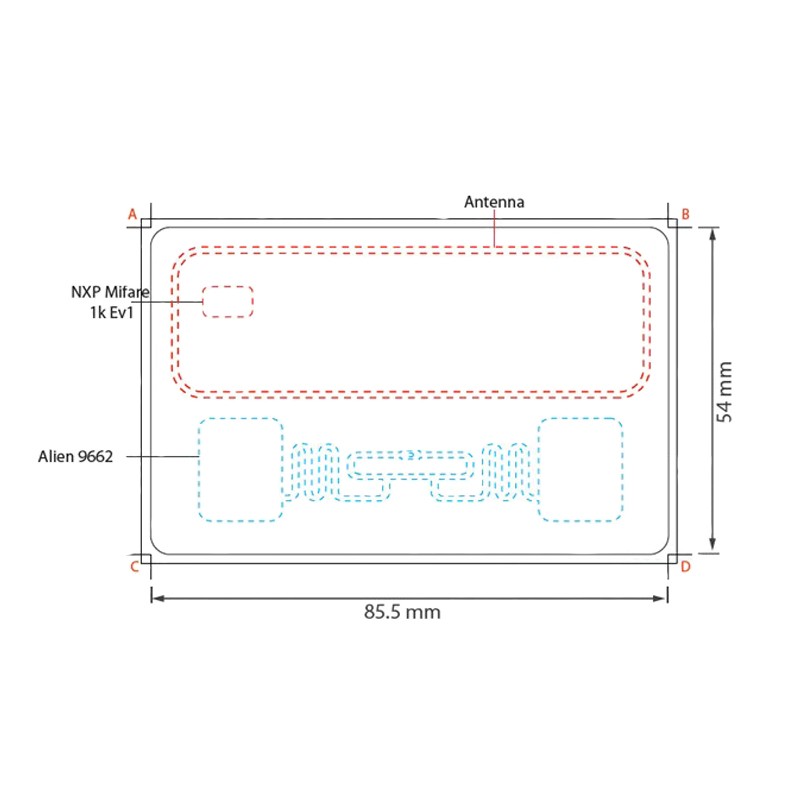 Tarjeta inteligente combinada híbrida RFID HF de doble frecuencia con UHF