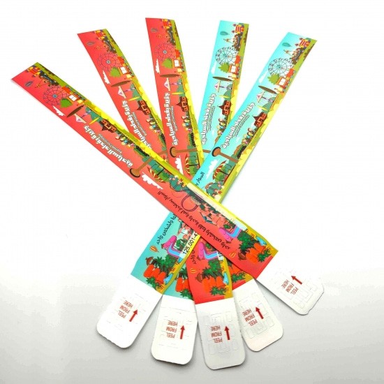 Pulsera desechable de papel PP resistente al agua para eventos con billete de entrada a parques de atracciones