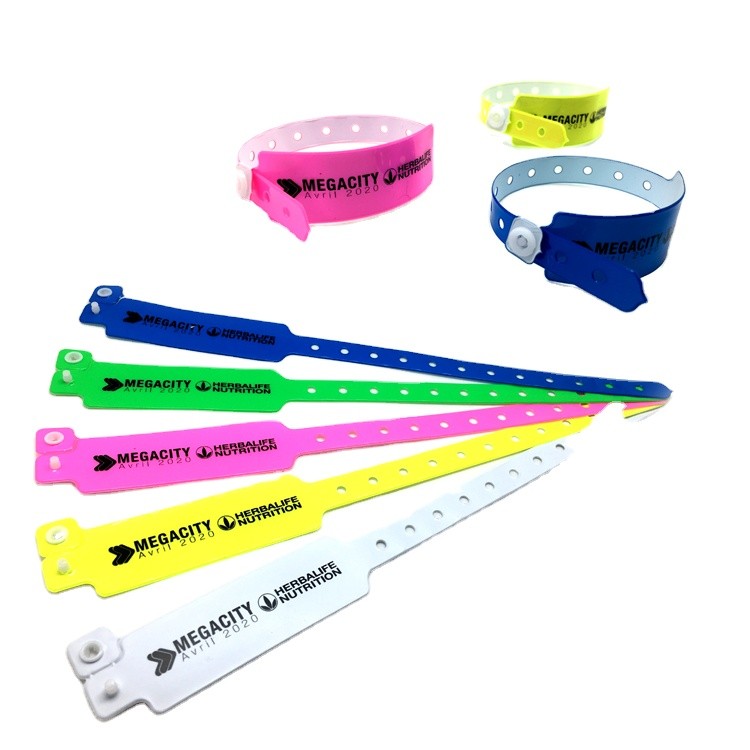 Pulsera de vinilo suave y cómoda para identificación, pulseras de PVC para eventos