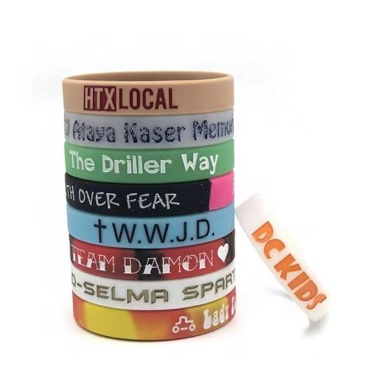 Pulseras de silicona de caucho personalizadas Pulsera elástica de silicona Pulsera de silicona grabada para personalizar