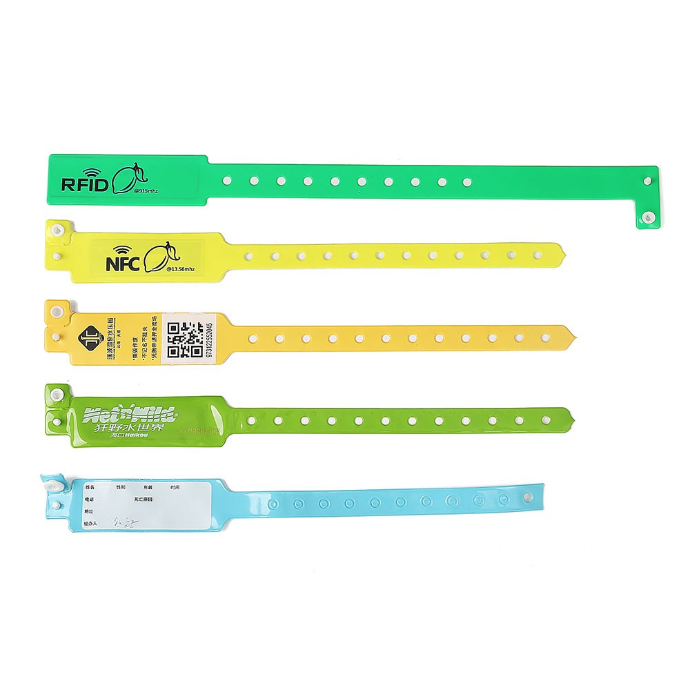 Pulseras de identificación médica RFID de PVC y vinilo para hospitales o identificación de recién nacidos.