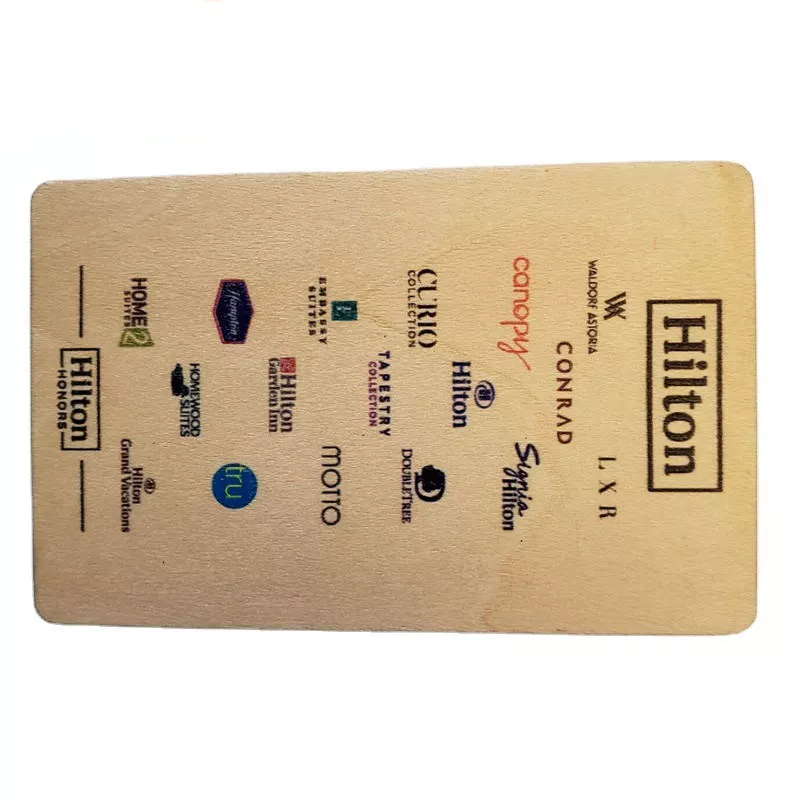 Tarjeta de llave RFID de madera con chip inteligente de bambú para hotel, venta al por mayor