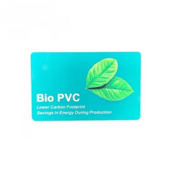 Nuevo material: tarjeta de plástico PVC biodegradable 100 % degradable, tarjetas ecológicas.