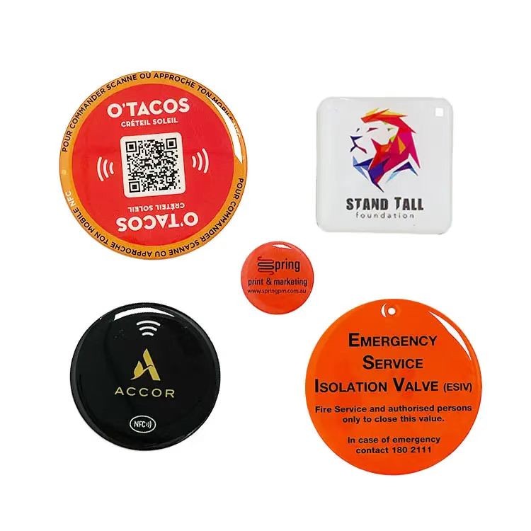 Etiquetas NFC de epoxi impermeables de 25/30 mm de diámetro para compartir en redes sociales, pegatinas para teléfonos móviles