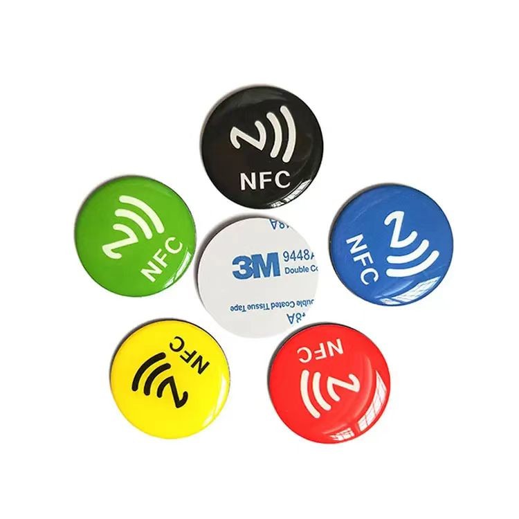 Etiquetas NFC de epoxi impermeables de 25/30 mm de diámetro para compartir en redes sociales, pegatinas para teléfonos móviles