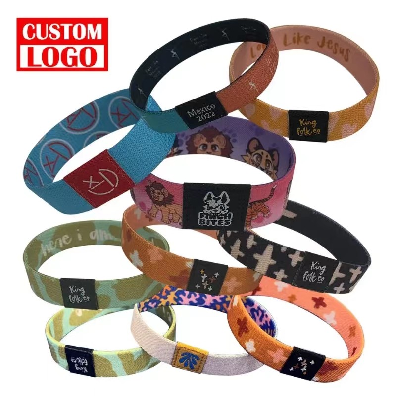 Pulsera de poliéster tejida elástica con sublimación para festivales de baloncesto deportivo