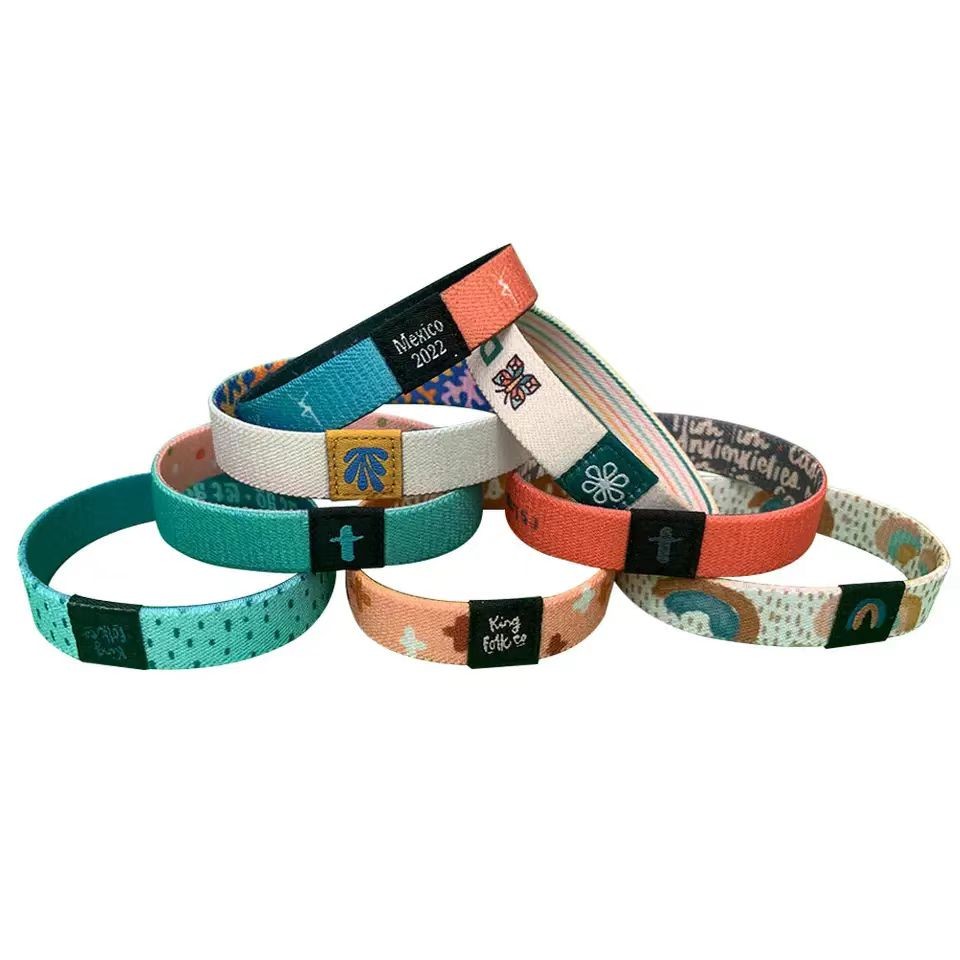 Pulsera de poliéster tejida elástica con sublimación para festivales de baloncesto deportivo