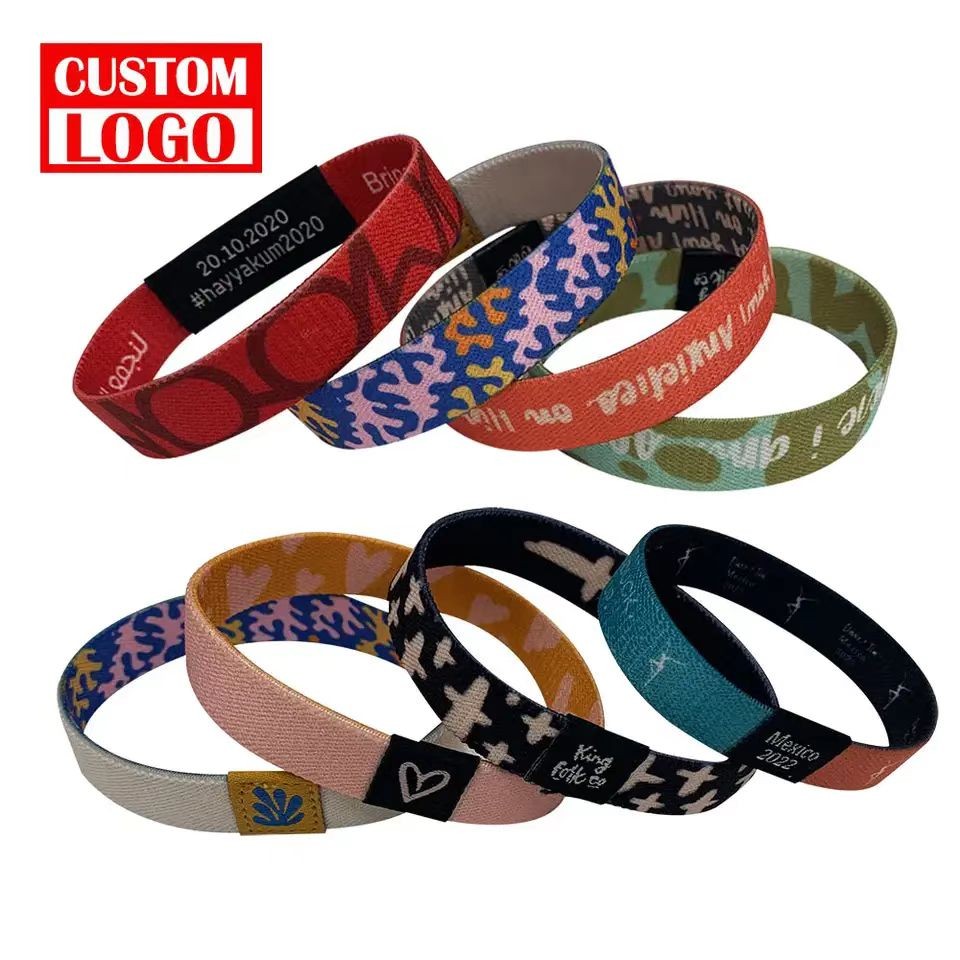 Pulsera de poliéster tejida elástica con sublimación para festivales de baloncesto deportivo