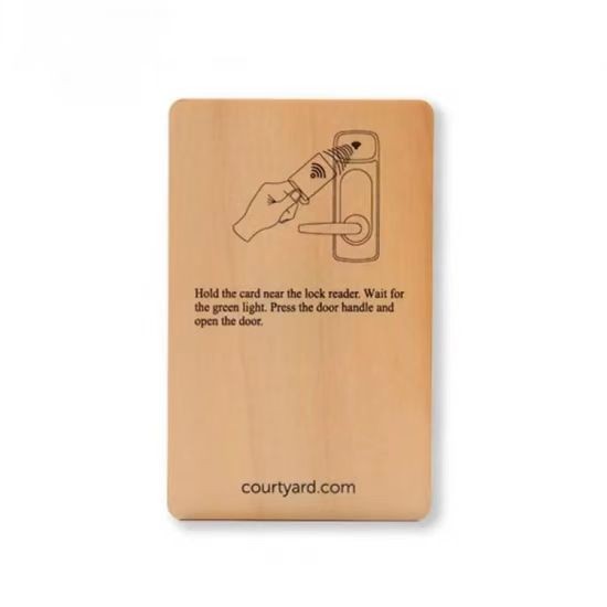 Tarjeta de llave de hotel de bambú con chip inteligente RFID de madera