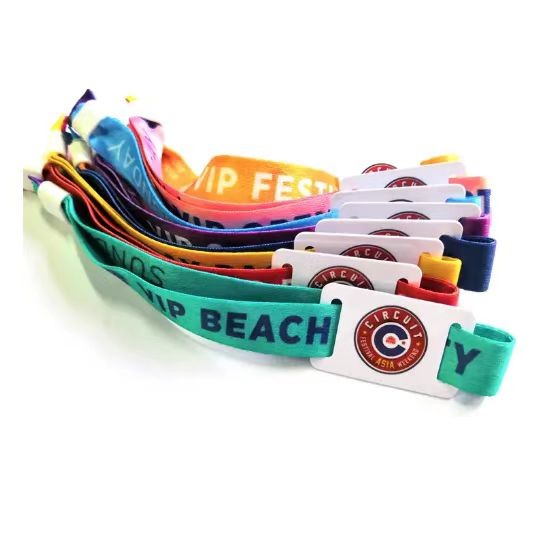 Pulsera inteligente de tela con NFC y RFID para festivales, ajustable y pasiva