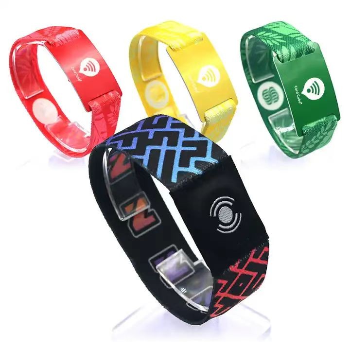 Pulsera de tela elástica con logotipo personalizado Pulsera RFID elástica de poliéster
