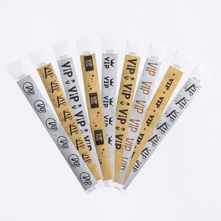 Pulsera de papel impermeable para eventos con logotipo personalizado y desechable.