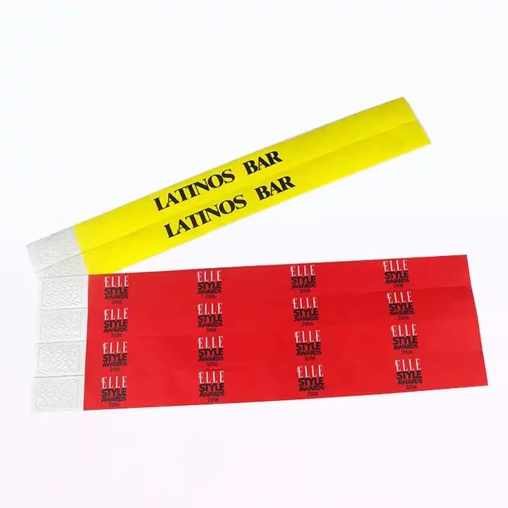 Pulsera de papel impermeable para eventos con logotipo personalizado y desechable.