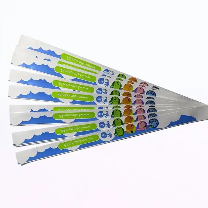 Pulsera de papel impermeable para eventos con logotipo personalizado y desechable.