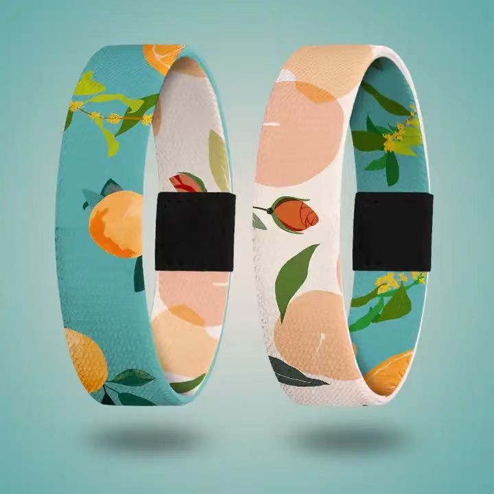 Pulseras elásticas de poliéster personalizadas, etiquetas de tela, pulseras elásticas de sublimación
