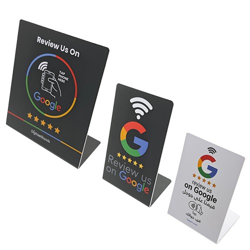 Soporte de escritorio NFC de PVC acrílico personalizado NTAG213 215 216 (reseña de Google) Soporte de menú NFC