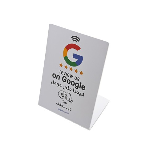 Soporte de escritorio NFC de PVC acrílico personalizado NTAG213 215 216 (reseña de Google) Soporte de menú NFC