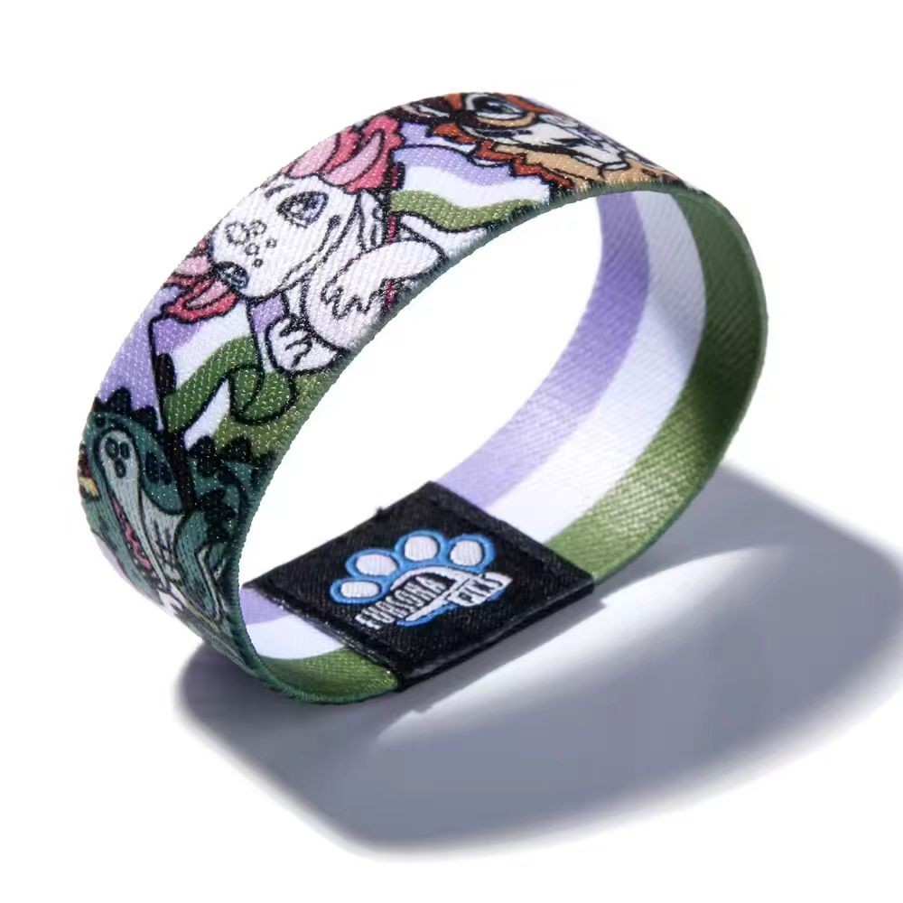 Pulsera tejida de poliéster con impresión a todo color y logotipo personalizado para festivales