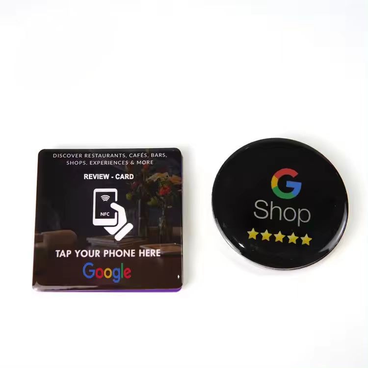 Tarjetas de revisión NFC de Google personalizadas e impresas, etiqueta de menú RFID epoxi para pedidos de menú de restaurante
