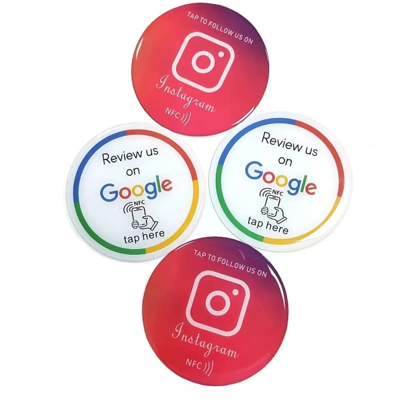 Tarjetas de revisión NFC de Google personalizadas e impresas, etiqueta de menú RFID epoxi para pedidos de menú de restaurante