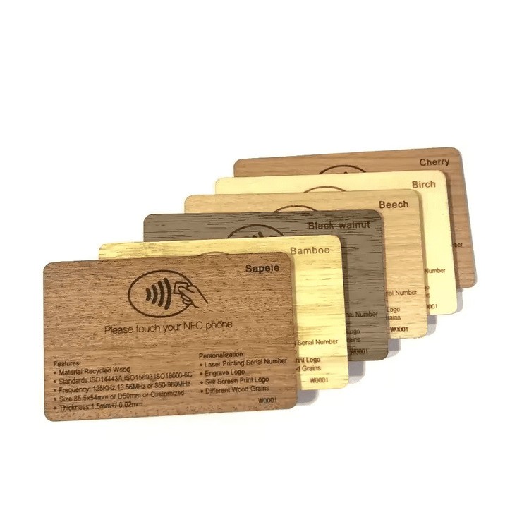 Tarjeta de llave RFID de madera ecológica de 13,56 MHz, MIFARE Classic 1K, para hotel
