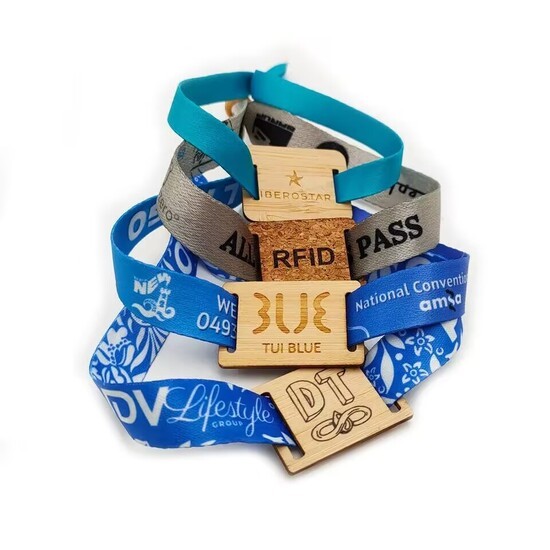 Pulseras de tela de bambú RFID ecológicas personalizadas con candado de bambú