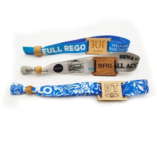 Pulseras de tela de bambú RFID ecológicas personalizadas con candado de bambú