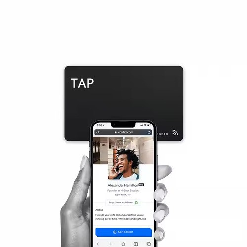 Tarjeta NFC de PVC negro mate para redes sociales, imprimible y personalizada
