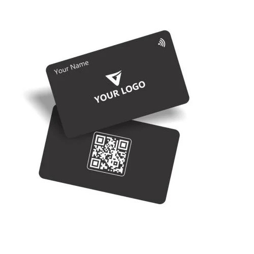 Tarjeta NFC de PVC negro mate para redes sociales, imprimible y personalizada