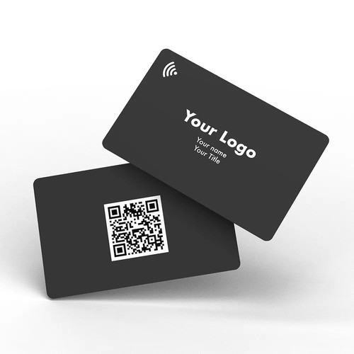 Tarjeta NFC de PVC negro mate para redes sociales, imprimible y personalizada