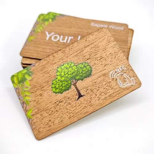 Tarjeta de visita de madera de bambú CR80 NFC RFID personalizada, control de acceso, tarjeta llave de hotel