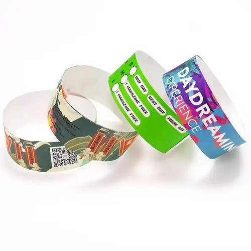 Pulseras de papel desechables para control de acceso con logotipo personalizado