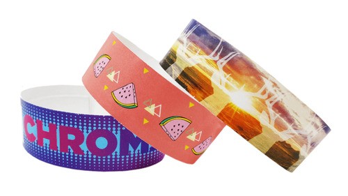 Pulseras de papel desechables para control de acceso con logotipo personalizado