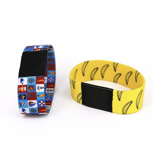Pulsera elástica RFID con impresión de logotipo personalizado para actividades de festivales en parques de atracciones